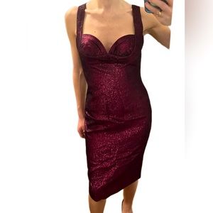 Charles Chang Lima Midi Shimmery Cocktail Dress